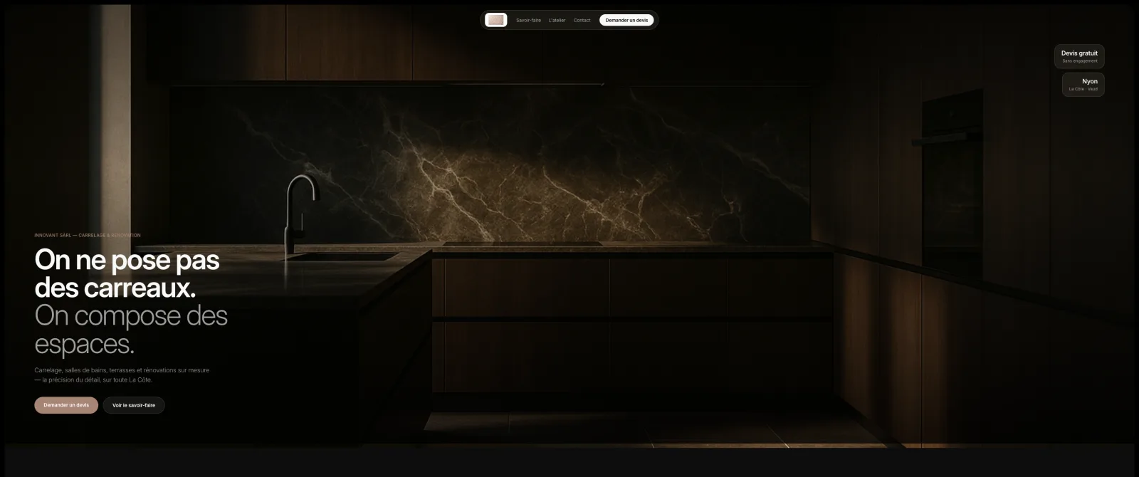 Aperçu du concept de site premium pour l'artisan carreleur Innovant Sàrl
